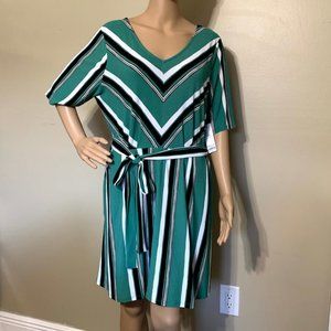 Apt.9 Dress Striped Green Black White Women Sz PXL
